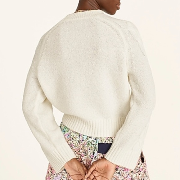 J crew cashmere boucle cable sleeve sweater ivory nwot - Picture 3 of 5
